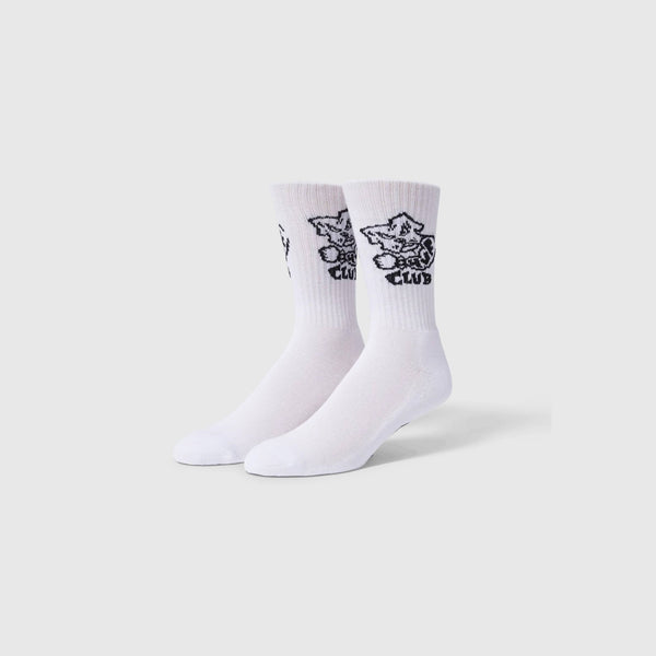 HUF Club Crew Sock - White - Front