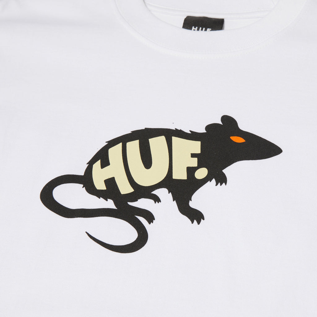 HUF Mans Best Friend S/S Tee - White - Front Close Up