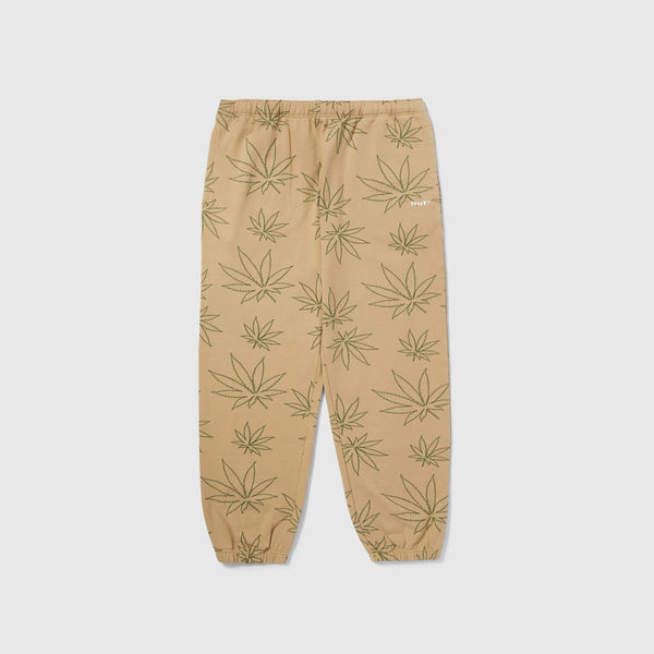 HUF Plantlife Fleece Pant - Oatmeal - Front