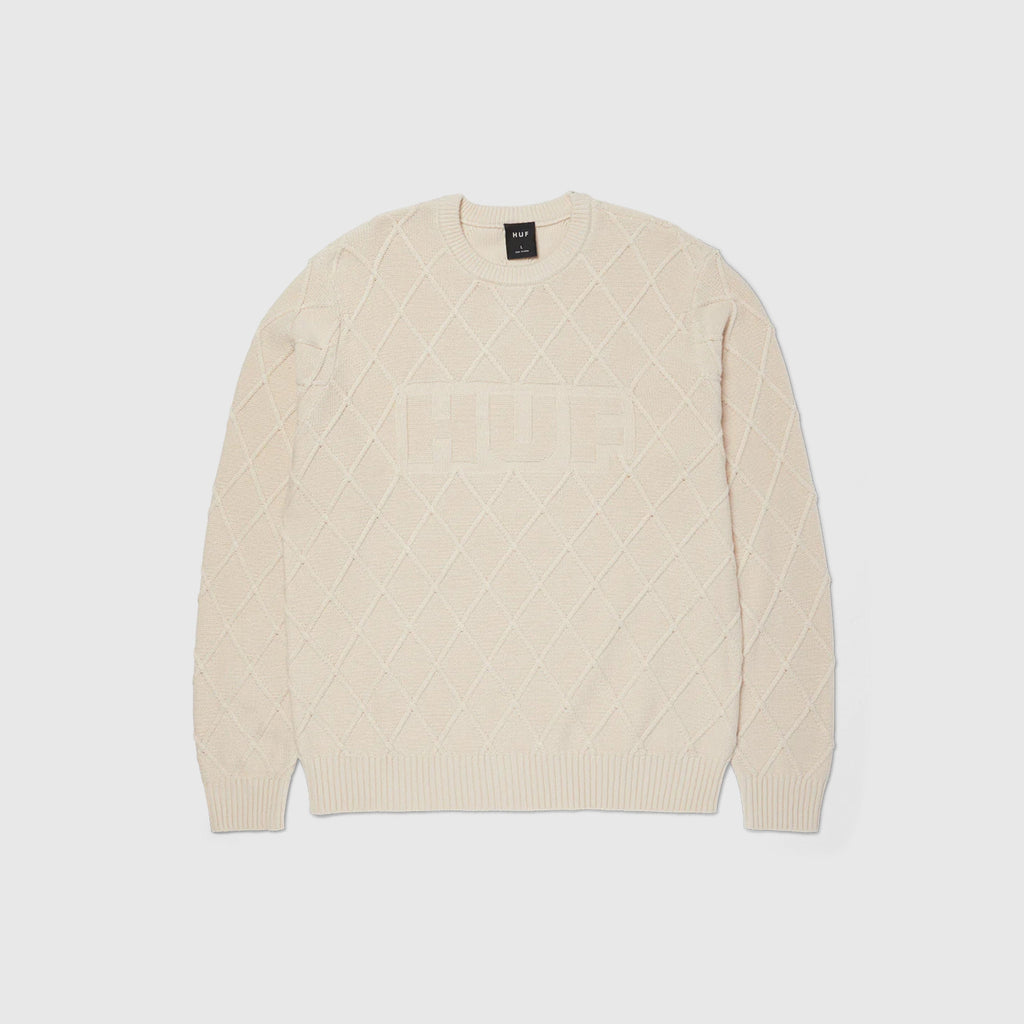 HUF Grid Crewneck Sweater - Natural - Front