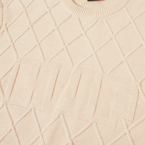 HUF Grid Crewneck Sweater - Natural - Front Close Up