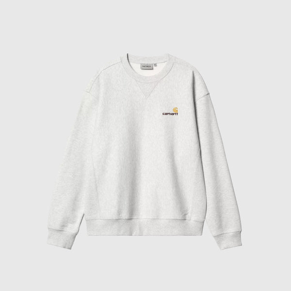 Carhartt WIP American Script Sweat - Ash Heather - Front