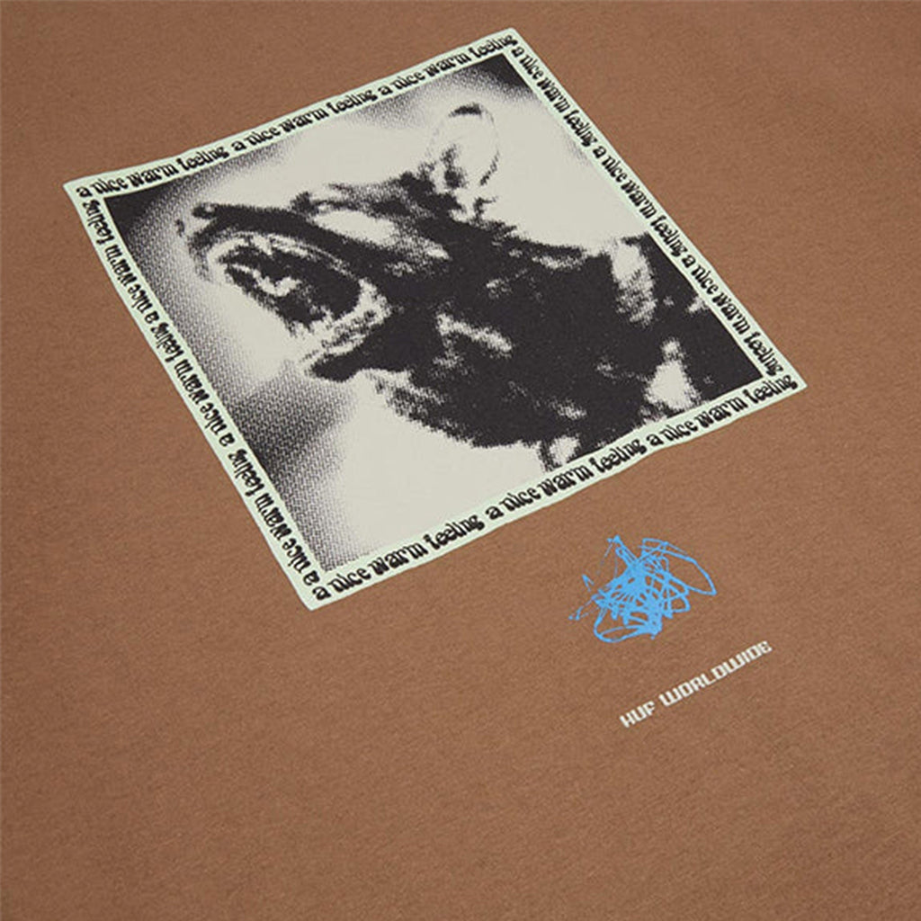 HUF Beware S/S Tee - Camel - Front Close Up