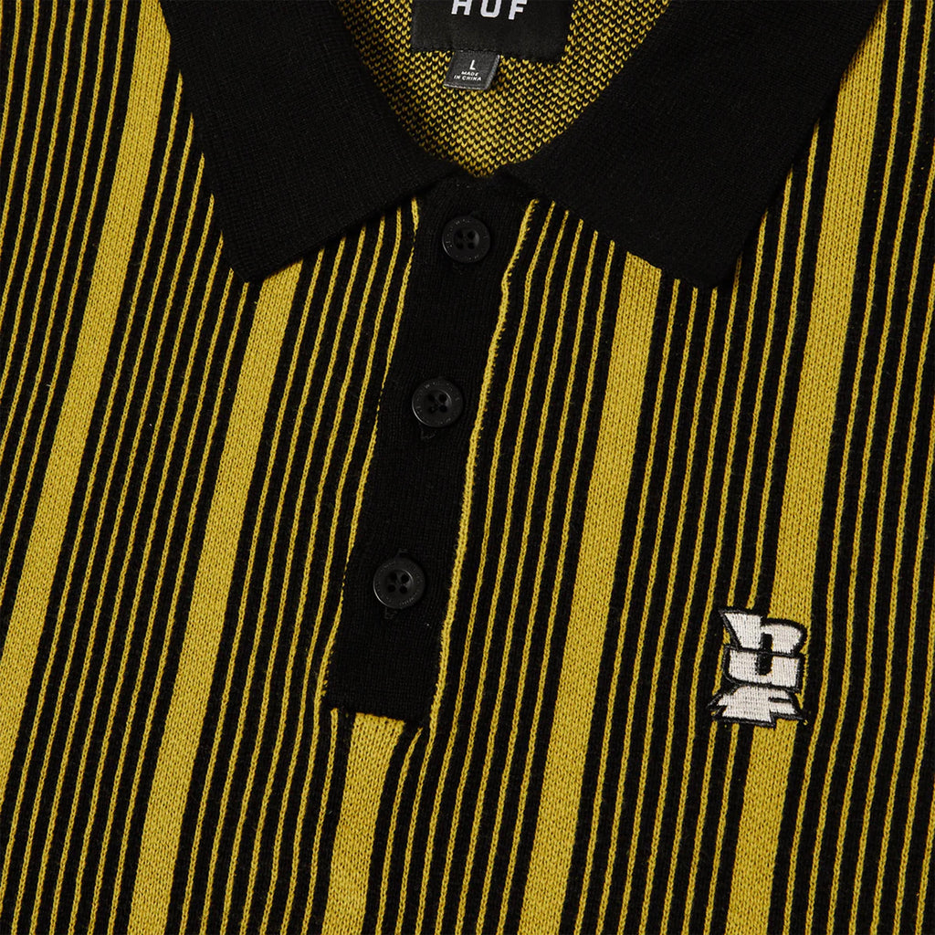 HUF Trace Stripe S/S Knit Top - Moss - Front Close Up