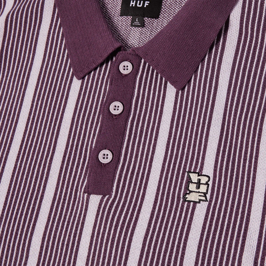 HUF Trace Stripe S/S Knit Top - Dust Purple - Front Close Up