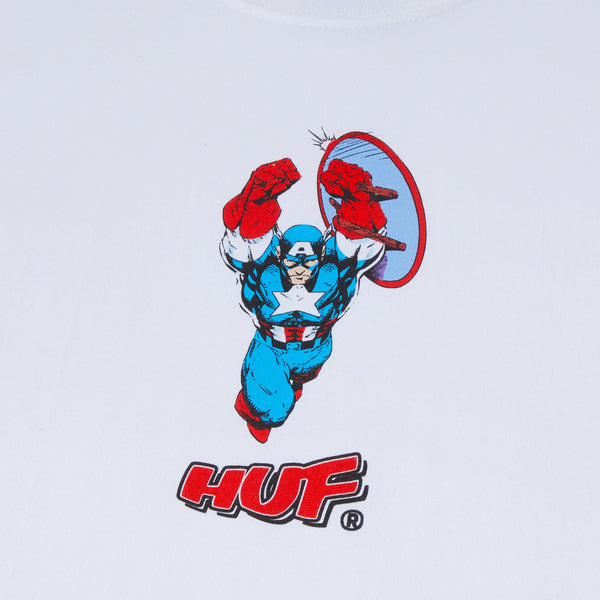 HUF Cap No Cap S/S Tee - White - Front Close Up