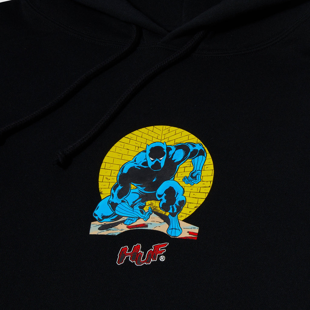 HUF Night Prowling P/O Hoodie - Black - Front Close Up