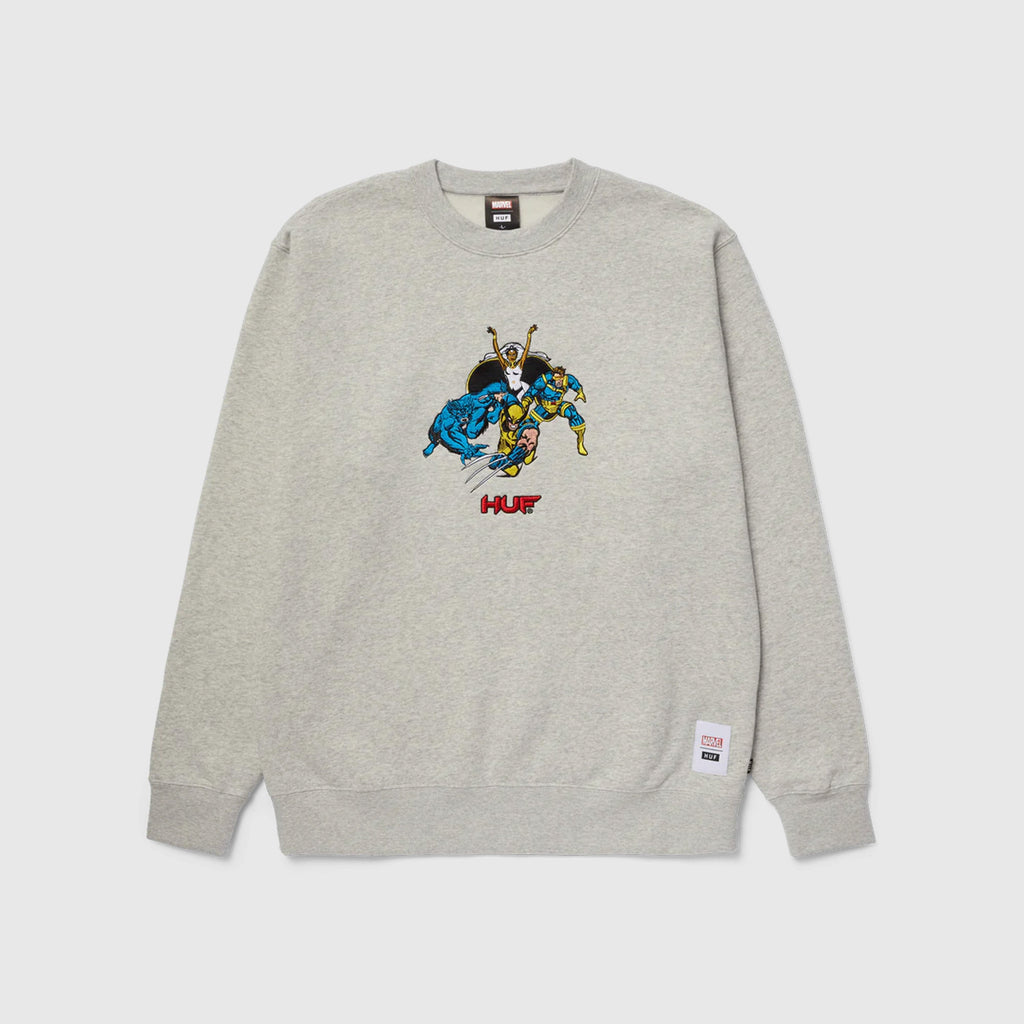 HUF Mutant Team Up Crewneck - Heather Grey - Front