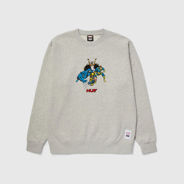 HUF Mutant Team Up Crewneck - Heather Grey - Front