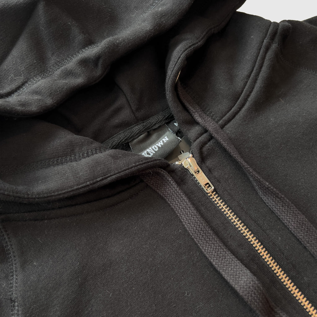 KNWN Basic Zip Up - Black - Front Close Up