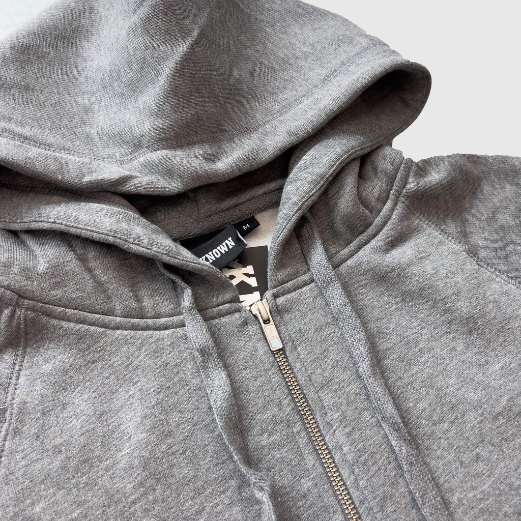 KNWN Basic Zip Up - Dark Grey - Front Close Up