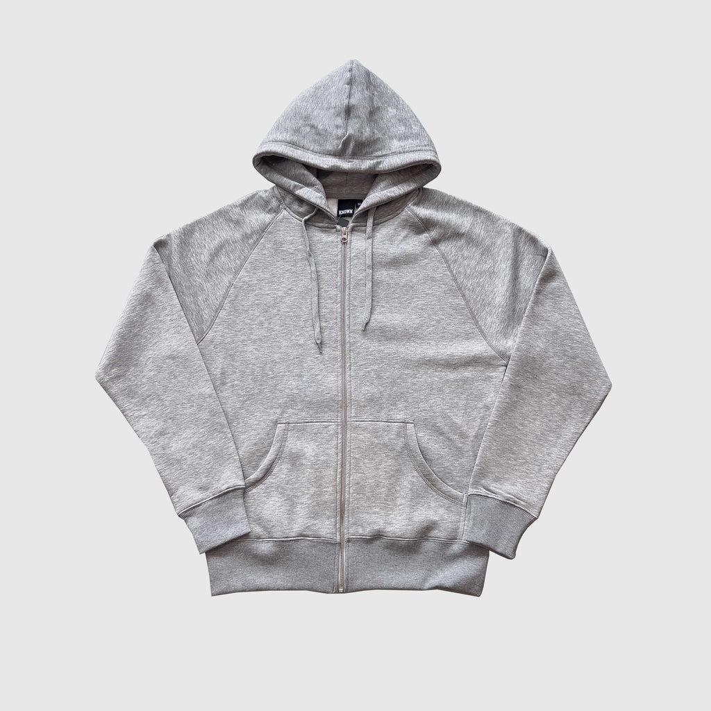 KNWN Basic Zip Up - Heather Grey - Front