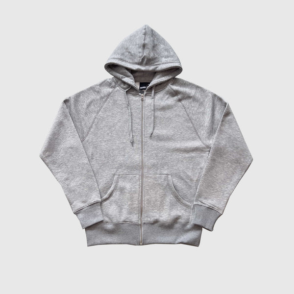 KNWN Basic Zip Up - Heather Grey - Front