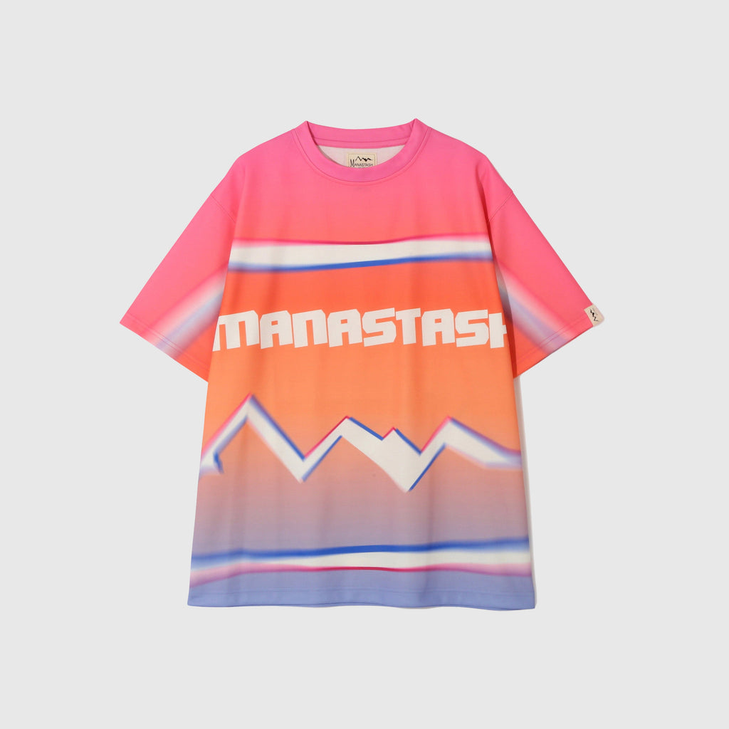 Manastash Allover Gradient Logo Top - Pink - Front