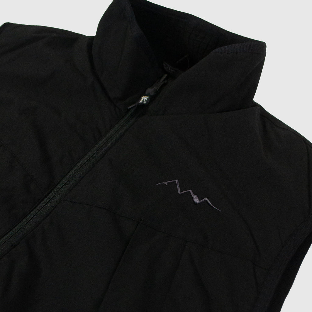 Manastash Grid Fleece Vest - Black - Front Close Up