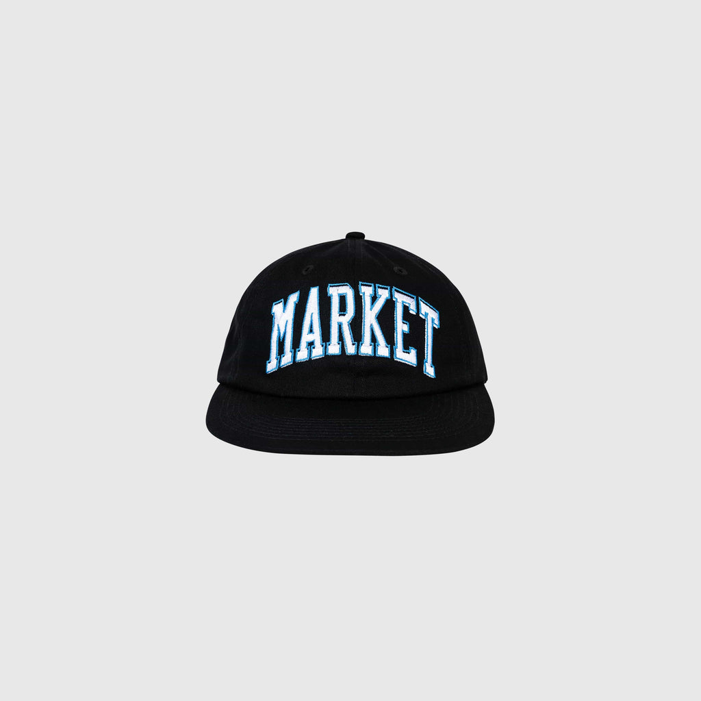 Market Offset Arc 6 Panel Hat - Black