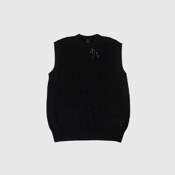 No Problemo Alien-O Lace Cotton Vest - Black - Front