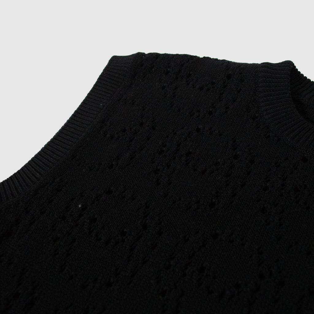 No Problemo Alien-O Lace Cotton Vest - Black - Front Close Up
