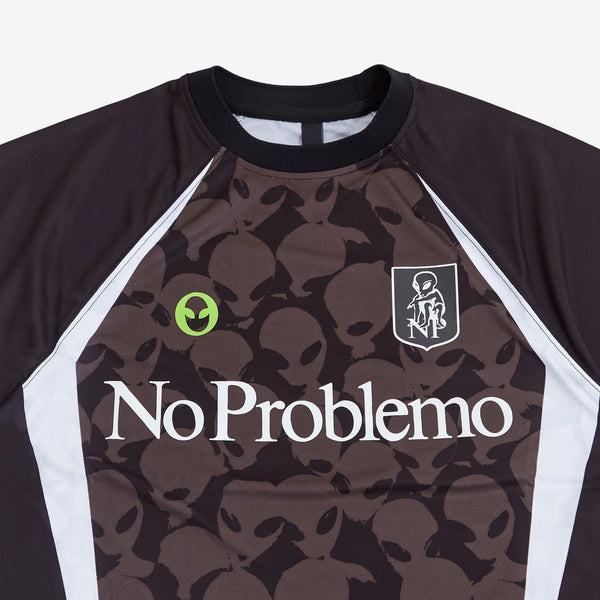 No Problemo Area 51 Football Shirt - Black - Front Close Up
