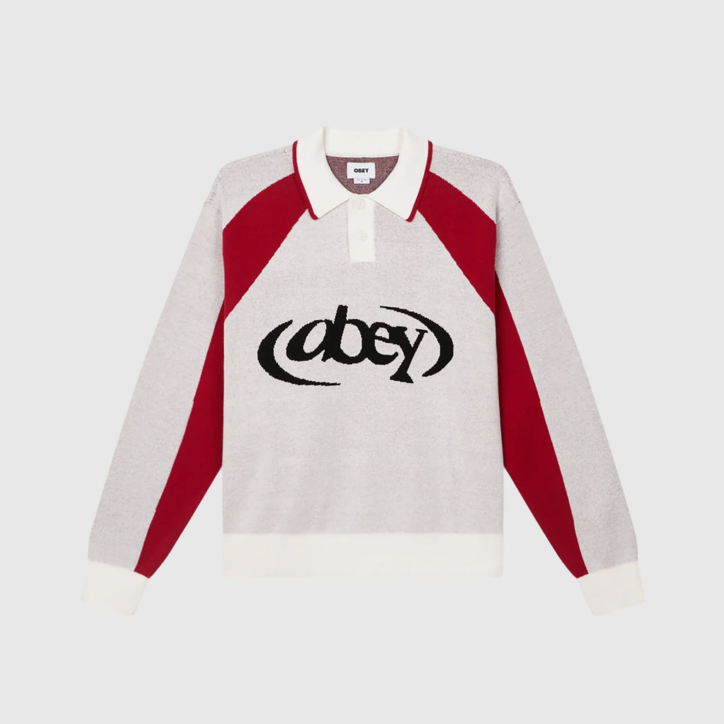Obey Soccer Polo Sweater - White Multi - Front