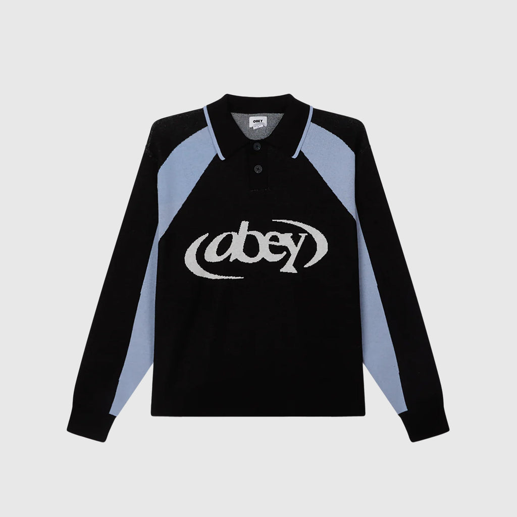 Obey Soccer Polo Sweater Faded - Black Multi - Front