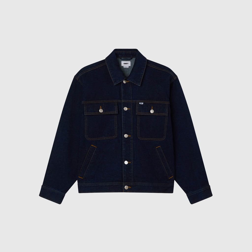 Obey Opena Jacket - Rinse Indigo - Front