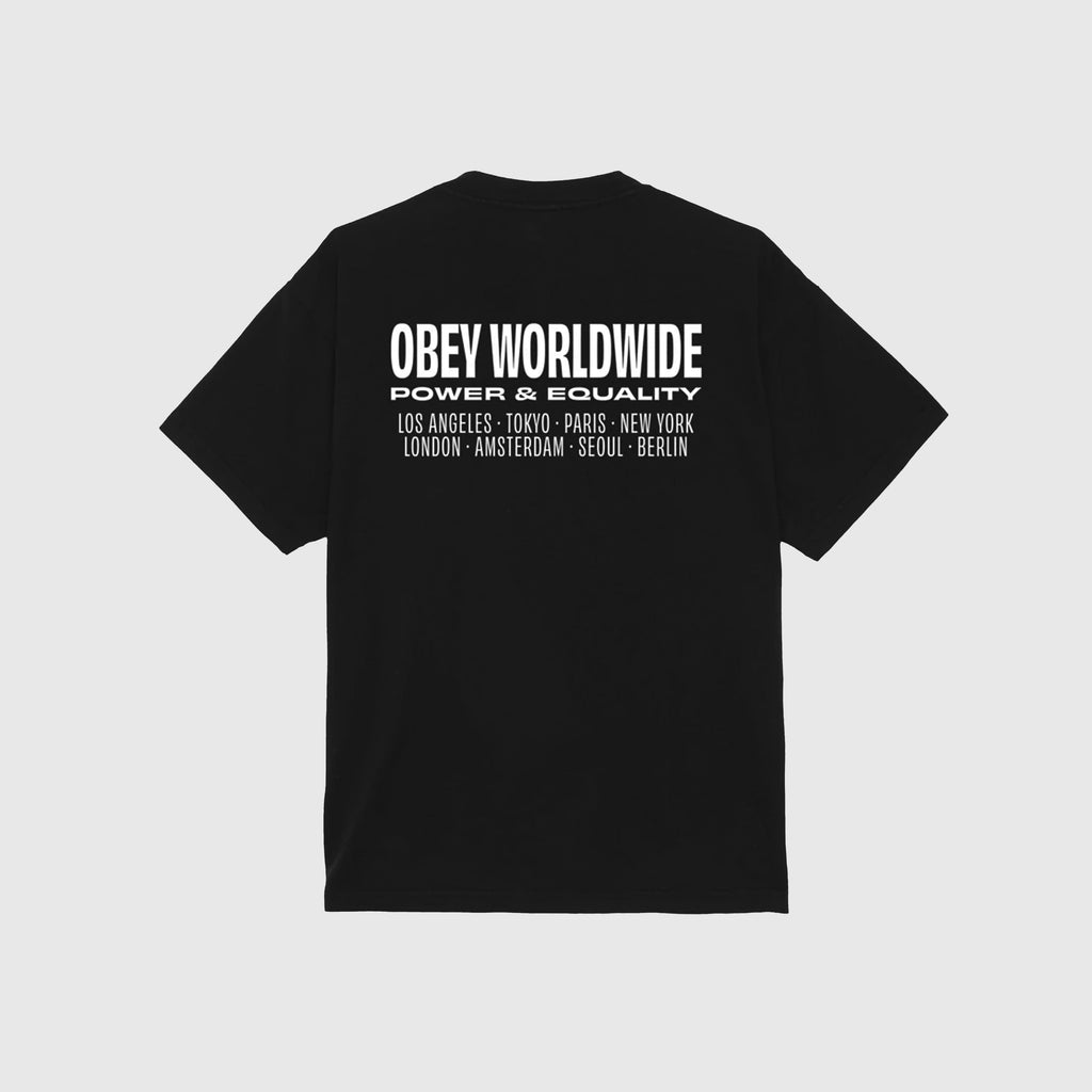 Obey Worldwide Power & Equality Heavy Tee - Jet Black - Back
