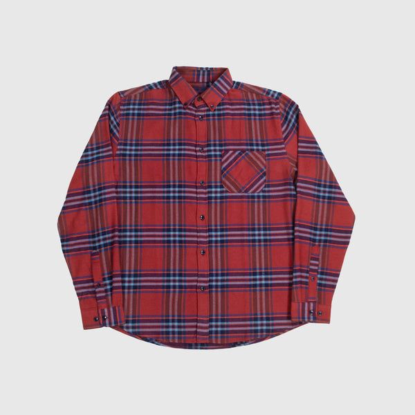 Portuguese Flannel Pau Shirt - Red / Navy / Baby Blue - Front
