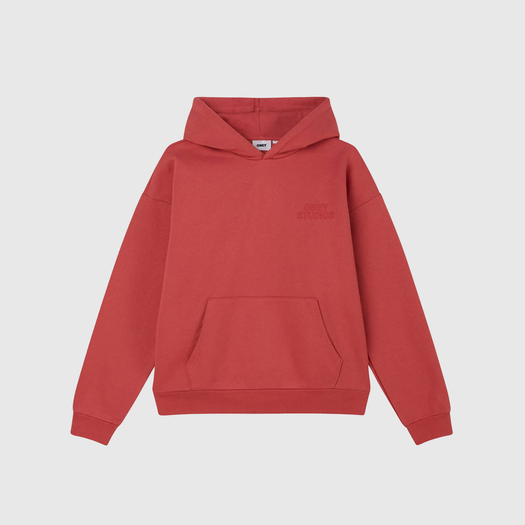 Obey Studios Extra Heavy Hood - Mineral Red - Front