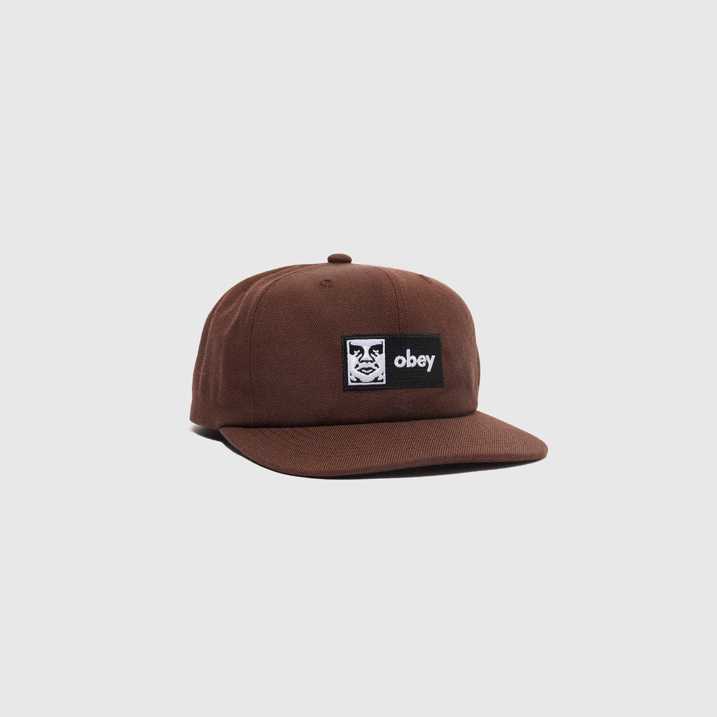 Obey Case 6 Panel Classic Snap Back - Brown - Front