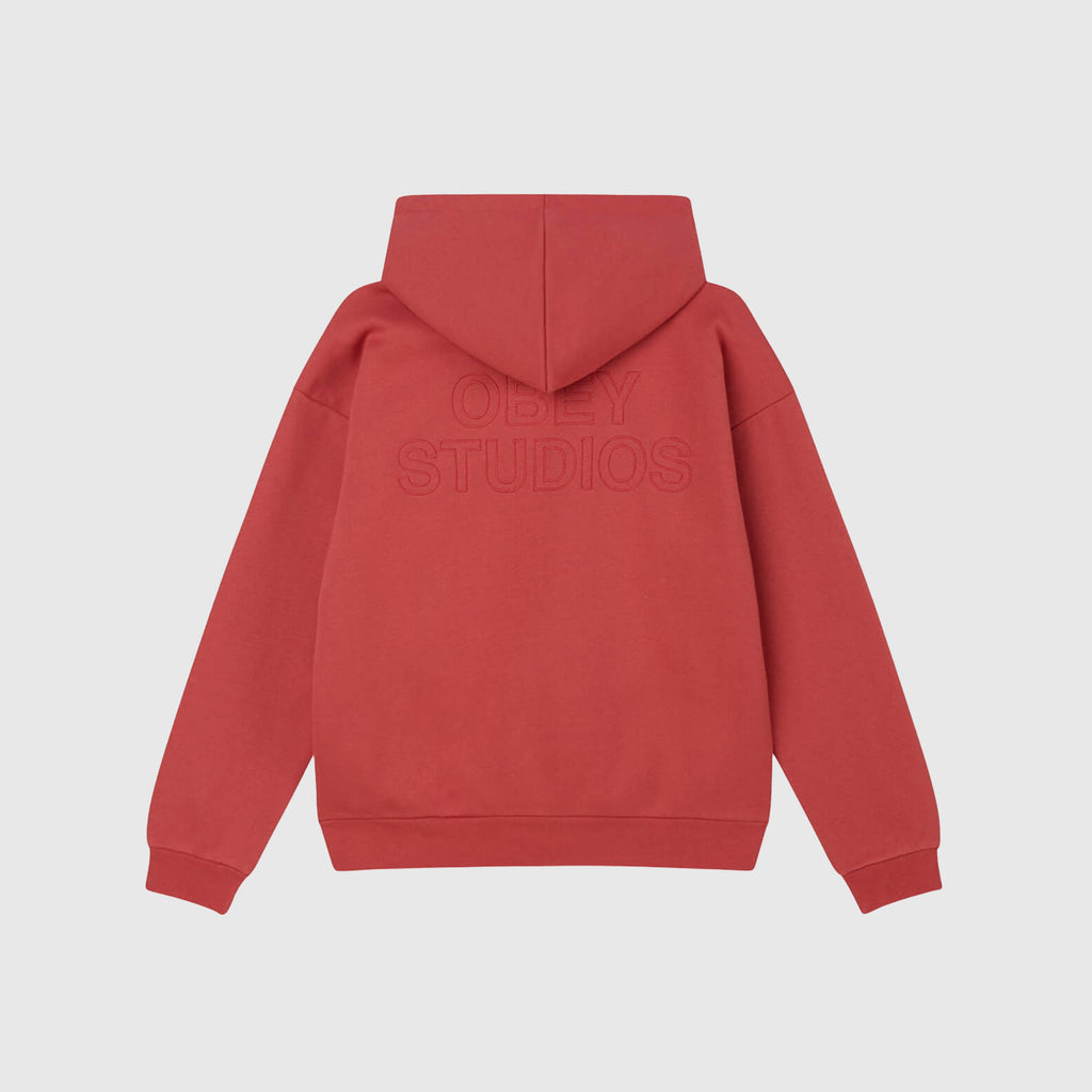 Obey Studios Extra Heavy Hood - Mineral Red - Back