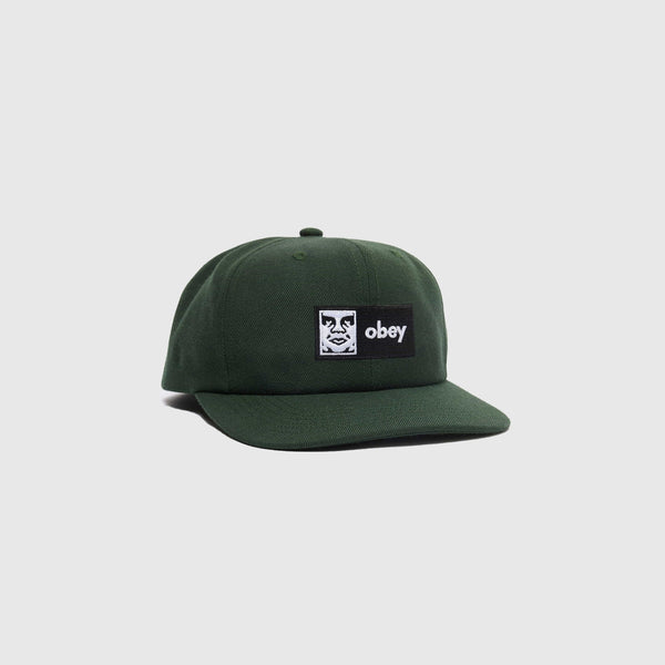 Obey Case 6 Panel Classic Snap Back - Dark Cedar - Front