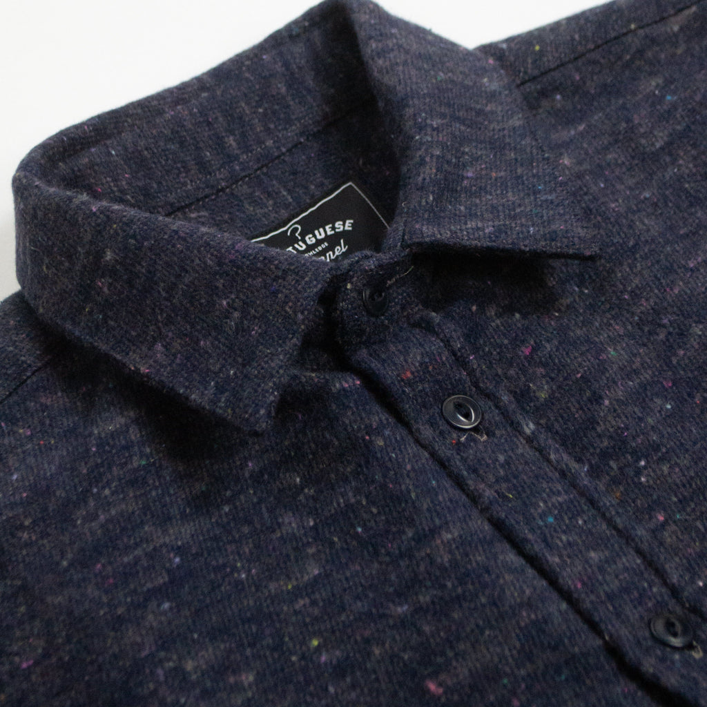 Portuguese Flannel Soft Rude Shirt - Blue - Front Close Up