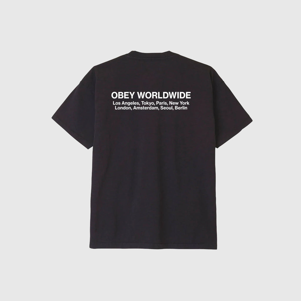 Obey Worldwide Cities Heavyweight Tee - Off Black - Back