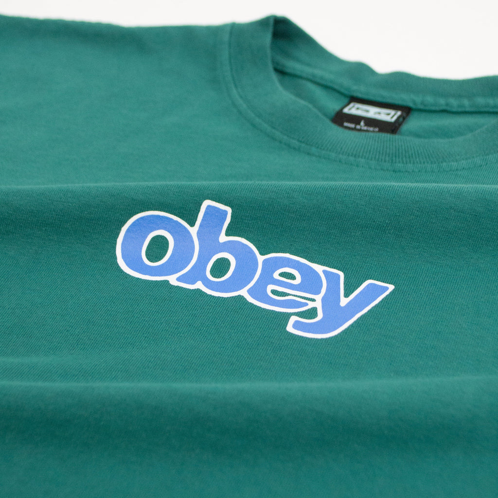 Obey Stack Tee - Adventure Green - Front Close Up
