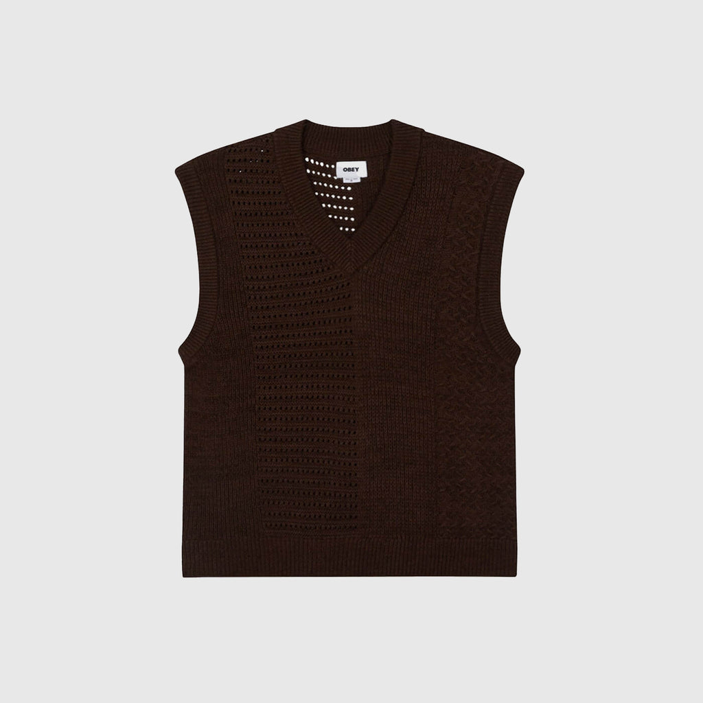Obey Garret Sweater Vest - Java Brown - Front