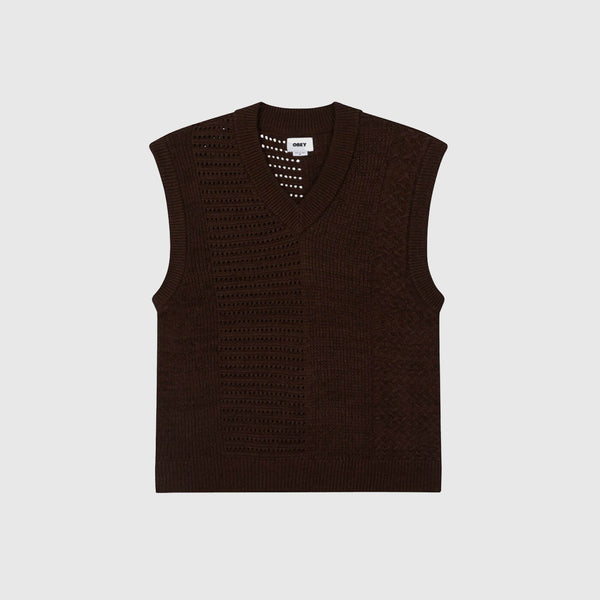 Obey Garret Sweater Vest - Java Brown - Front