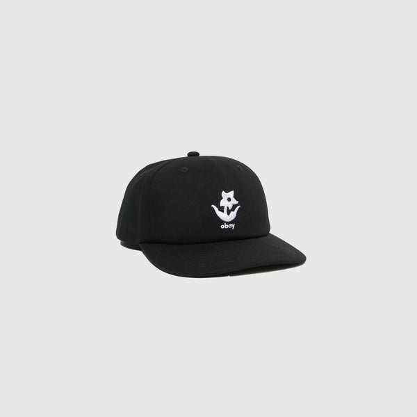 Obey Plant 6 Panel Snapback - Black - Front