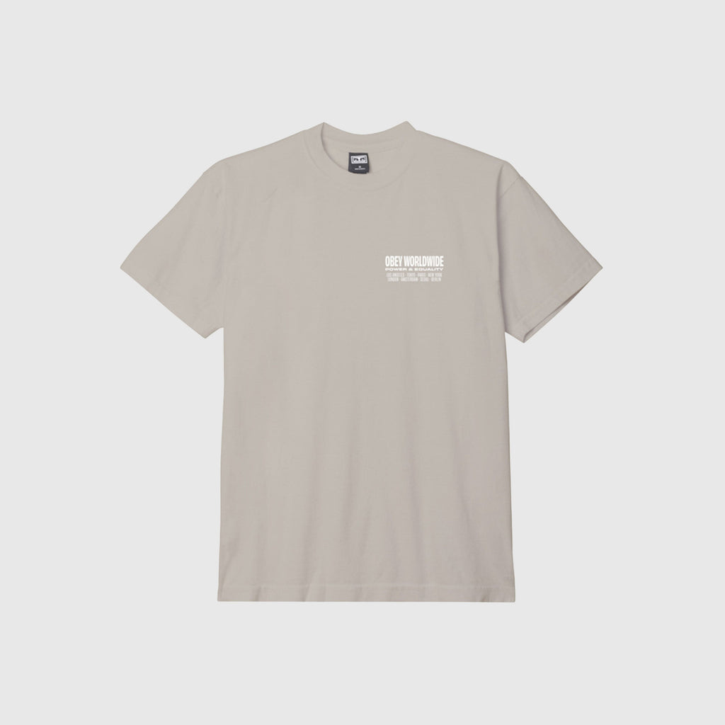 Obey Worldwide Power & Equality Heavy Tee - Silver - Front
