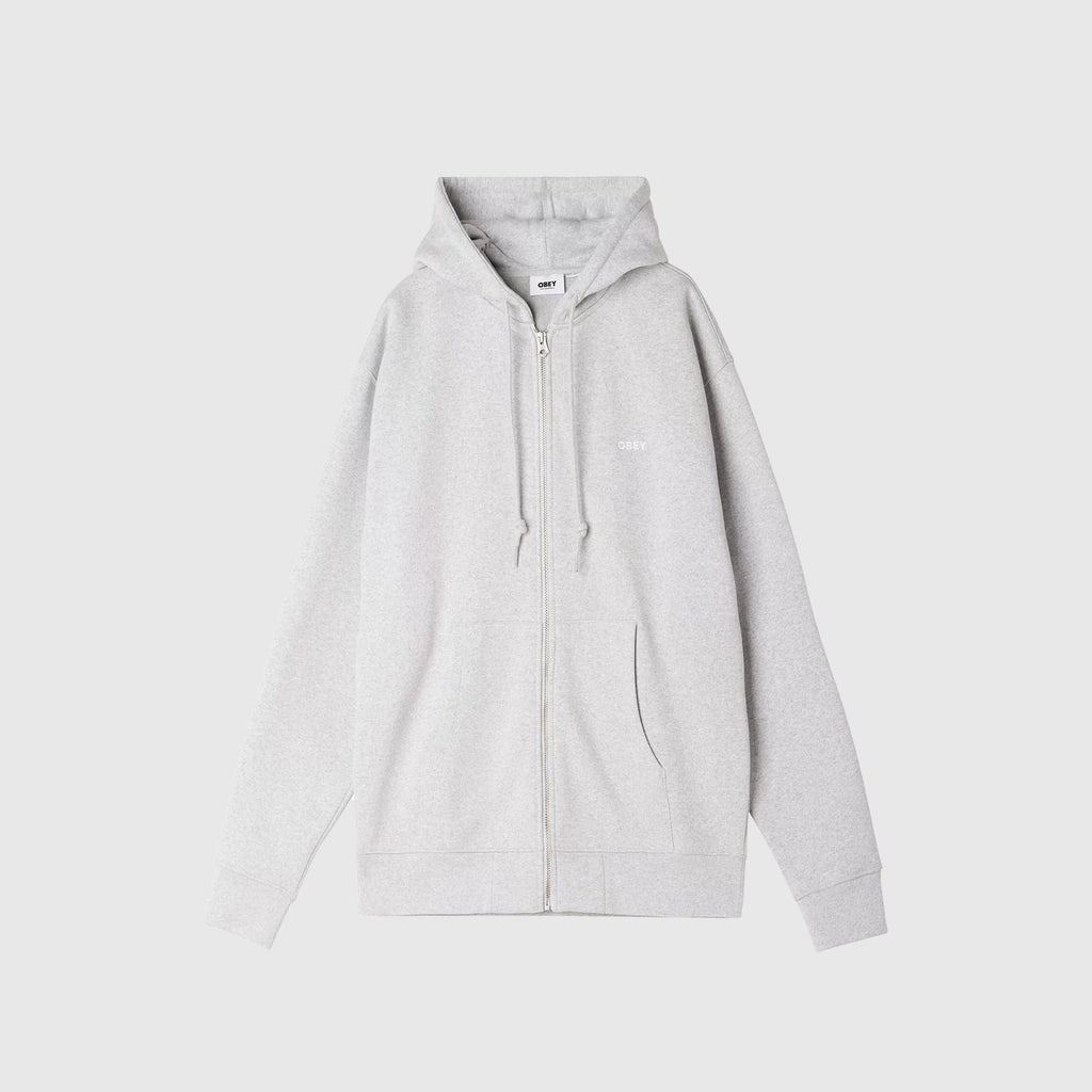 Obey Established Works Bold Zip Hood - Ash Grey - Front