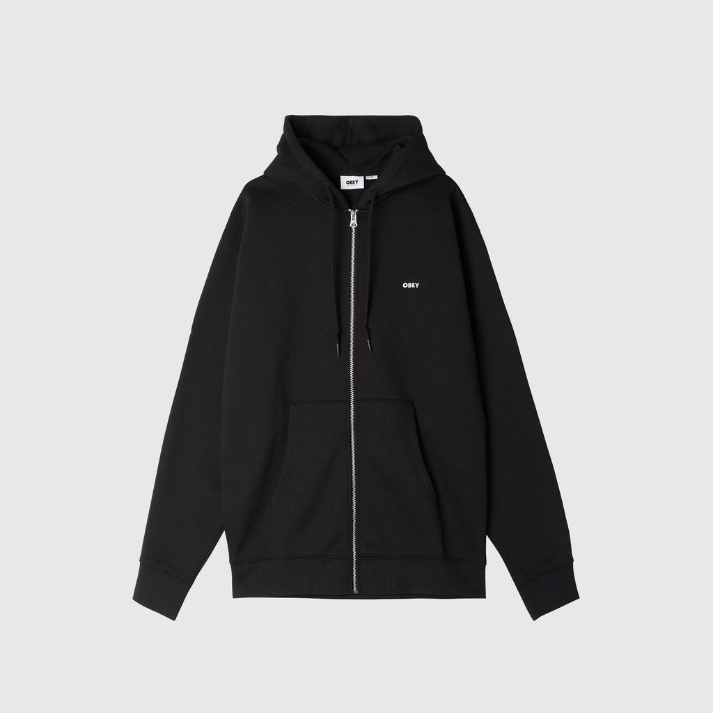 Obey Established Works Bold Zip Hood - Black - Front