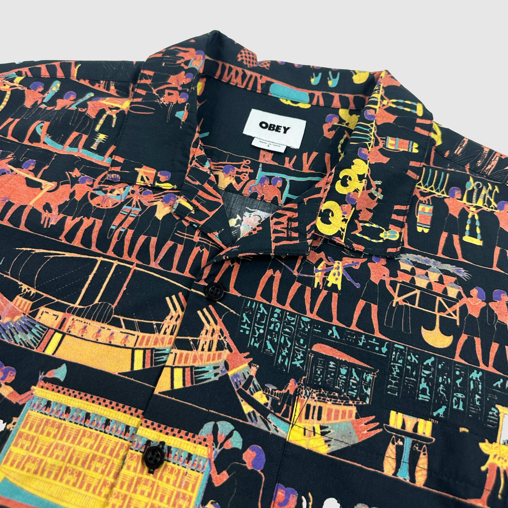 Obey Heiro Woven Shirt - Black Multi - Front Close Up
