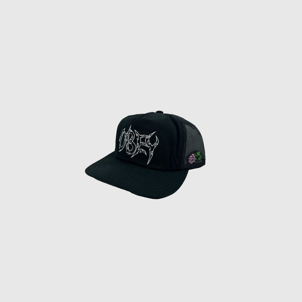 Obey Thornz Twill Trucker - Black - Front