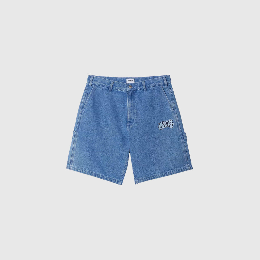 Obey Time Carpenter Denim Short - Light Indigo - Front