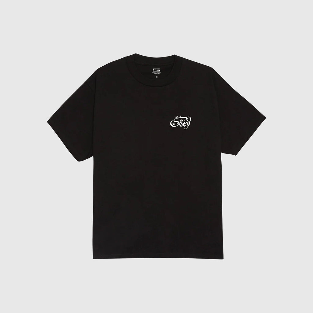 Obey SS Moon & Stars Tee - Black Front