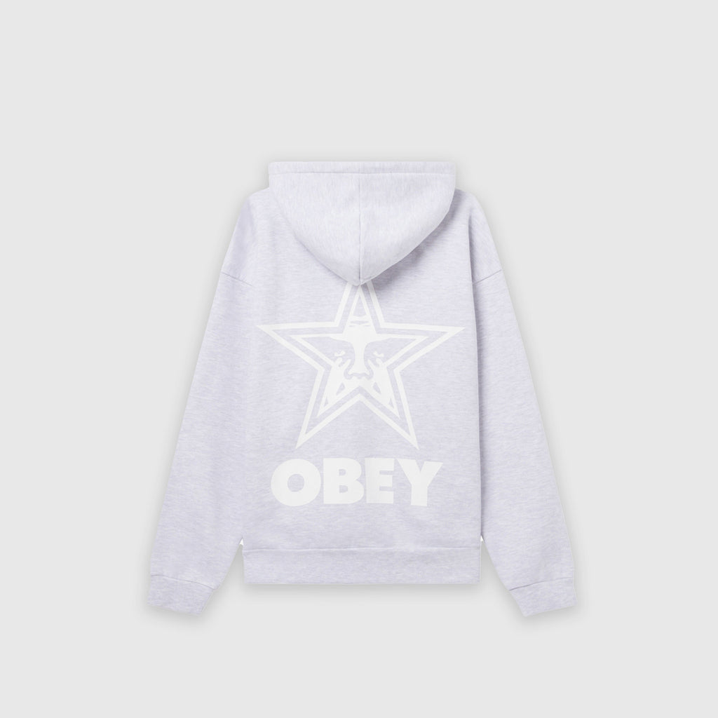 Obey Bold Star Extra Heavy Hood - Ash Grey - Back