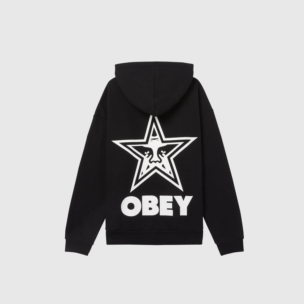 Obey Bold Star Extra Heavy Hood - Black - Back