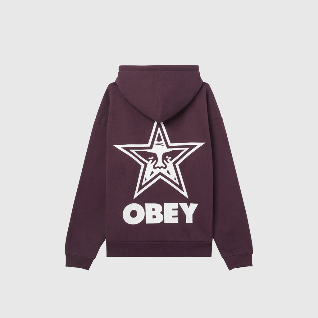 Obey Bold Star Extra Heavy Hood - Plum Perfect - Back