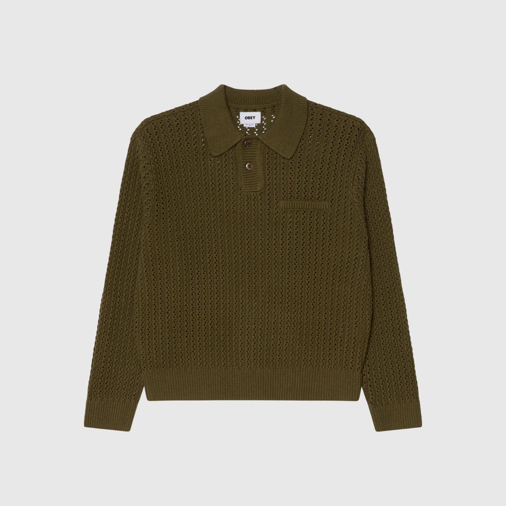 Obey Duane Polo Sweater - Tea Leaf - Front