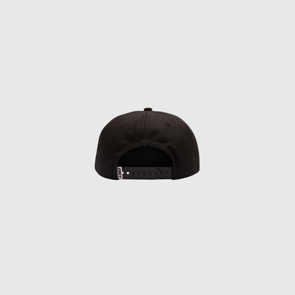Obey Excellence 5 Panel Snap Back - Black - Back